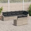 8 Piece Sofa Set with Cushions Light Grey Poly Rattan