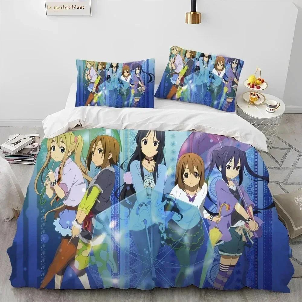 K-ON Мультфильм Милые Лолита Каваи Девушки Комплект Постельного Белья С Наволочкой Пододеяльник Мягкий Размер Queen King Постельное Белье Дом