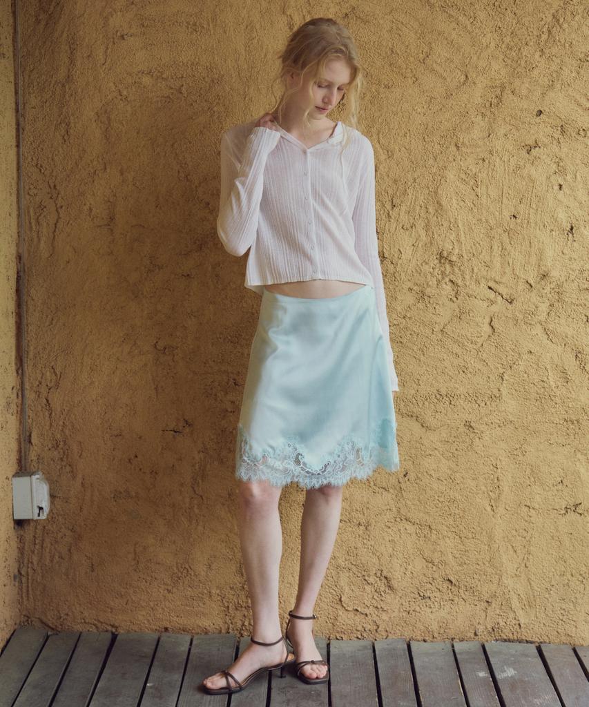 Cita A-Line Lace Satin Skirt_Cts632(Mint)