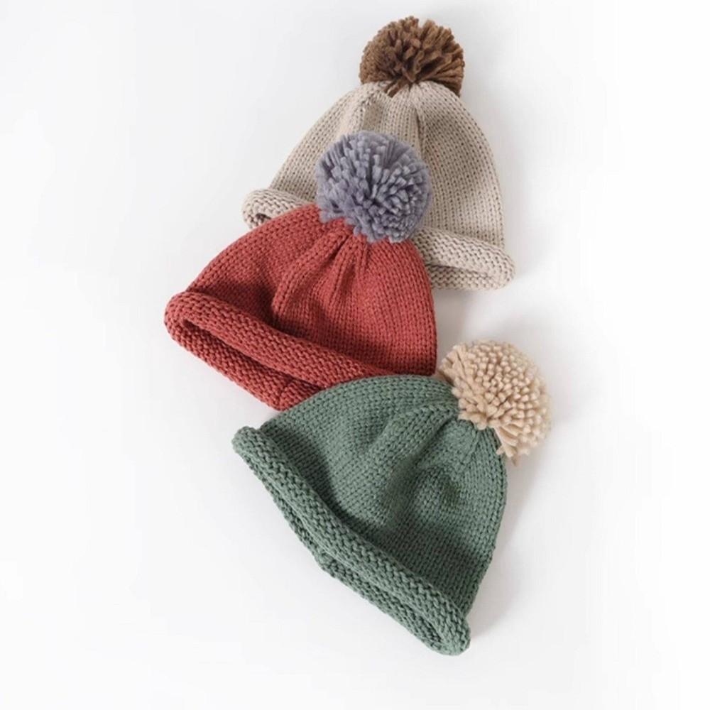 Soft Kids Beanie Hat Solid Color Crochet Woolen Hat Fashion Baby Knitted Hat Photography Props