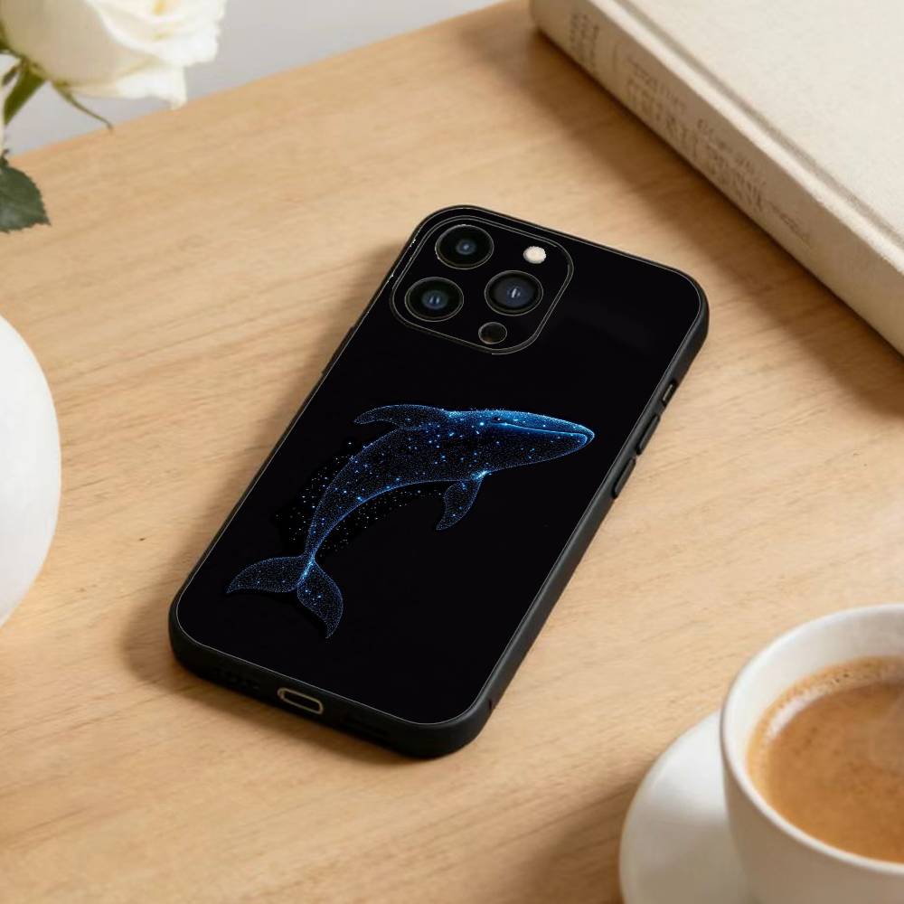 Чехол для телефона "Падение кита" для iPhone 17, 16, 15, 14, 13, 12 Plus, Max, Мягкий силиконовый, Черный