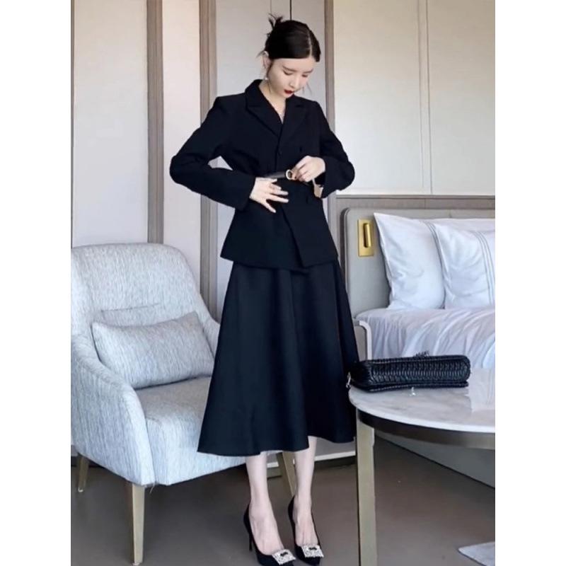 Осень 2024 г. Женская юбка в стиле французского Хепберна: Шикарный комплект из двух частей для рабочего места