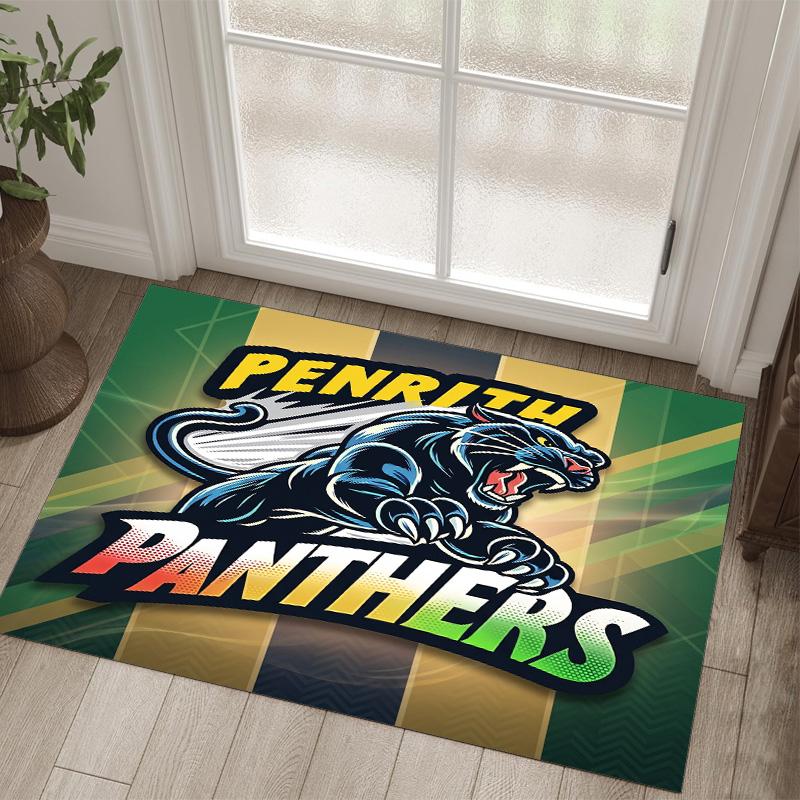 Penrith Panthers Design Crystal Velvet Carpet Cozy Non?Slip Printed Rug For Bedroom Living Room Entrance