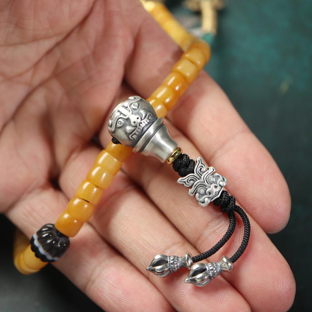 Браслет с головой Будды, узором даосской мантры, благоприятным облаком и семенами бодхи.