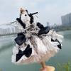 Luxury Pet Dog Clothes Pure Handmade Black Grey Lace Flower Bow Princess Dresses For Small Medium Dog All Reason Puppy Clothing