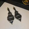 Преувеличенные ромбовидные черные серьги с бриллиантами Серьги высокого класса в стиле Heavy Industry Модные серьги с темпераментом в стиле легкой роскоши Женские