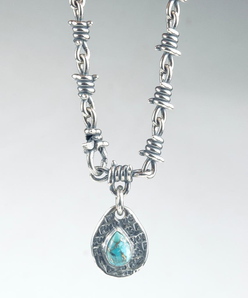 Sheen666 Turquoise Pendant Silver Bracelet