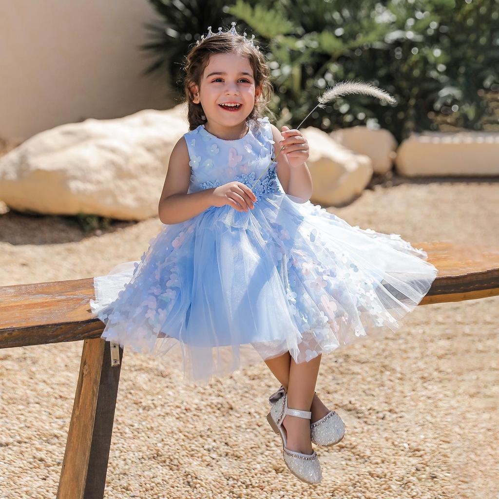 Детское свадебное платье с цветочным узором, детская одежда с лепестками феи, праздничное платье для девочек, детская одежда, нарядное платье для девочек-подростков 0, 1, 2, 3 лет