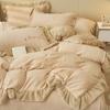 Autumn and Winter Bed Milk Velvet Four-piece Set Thickened Warm Embroidered Coral Velvet Single Quilt Cover Sheet Arctic Velvet Three-piece Set