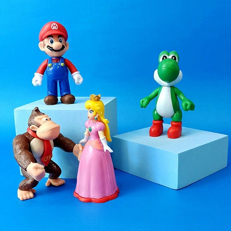 12 шт./комплект Фигурки персонажей Super Mario Bros из ПВХ Игрушки Куклы Набор моделей Луиджи Йоши Донки Конг Гриб Праздничные подарки