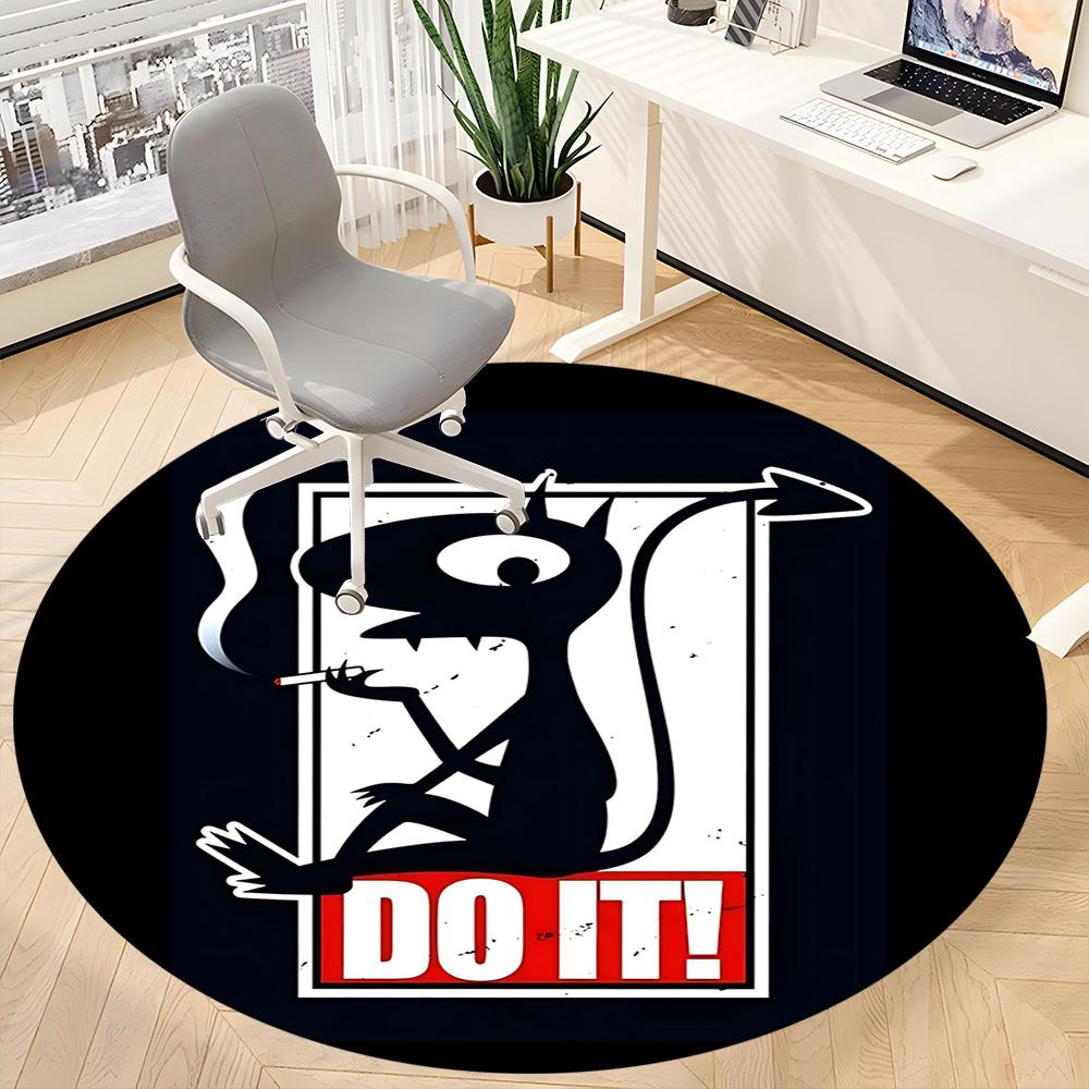 1pc Devil Smoke Office Round Area Rug, Mat Suitable For Office, Under Office Chairs Bedroom Living Room Home Decor, Room Deco