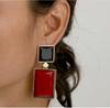 New Geometric Retro Resin Earrings European and American Fashion Style Gift for Charm Alloy Jewelry