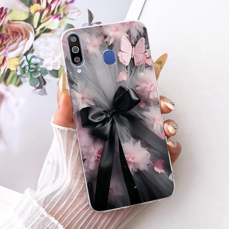For Samsung A40S Case Transparent Cute Cat Fashion Butterfly Funny Painted Casing For Samsung Galaxy A40S Cover SM-A3050