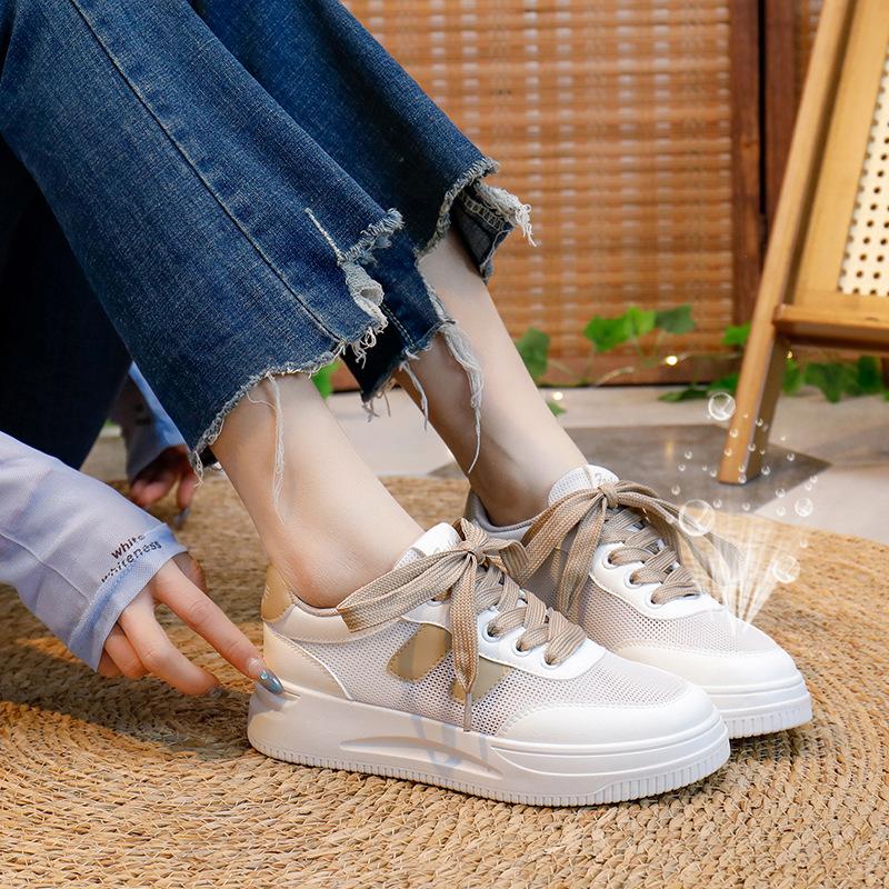 Новые летние дышащие белые туфли для женщин, повседневные туфли с низким берцем, туфли на платформе, женские туфли на платформе