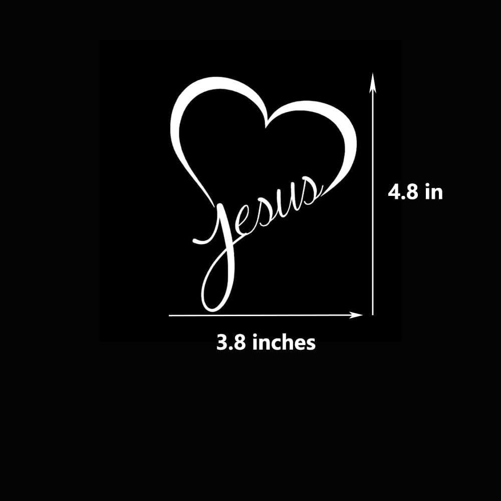 Jesus Heart Vinyl Decal Sticker Cars Trucks Vans Walls Laptops (White)
