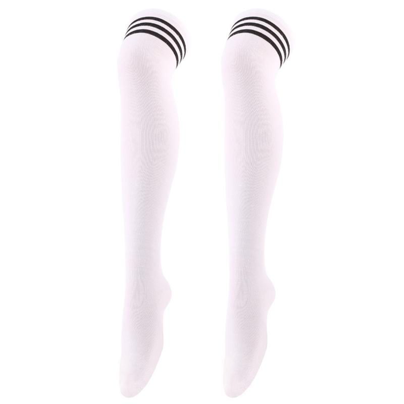 New Sexy Long Socks Solid Color Striped Women Over Knee Thigh High Over The Knee Stockings Ladies Girls Warm Knee Socks