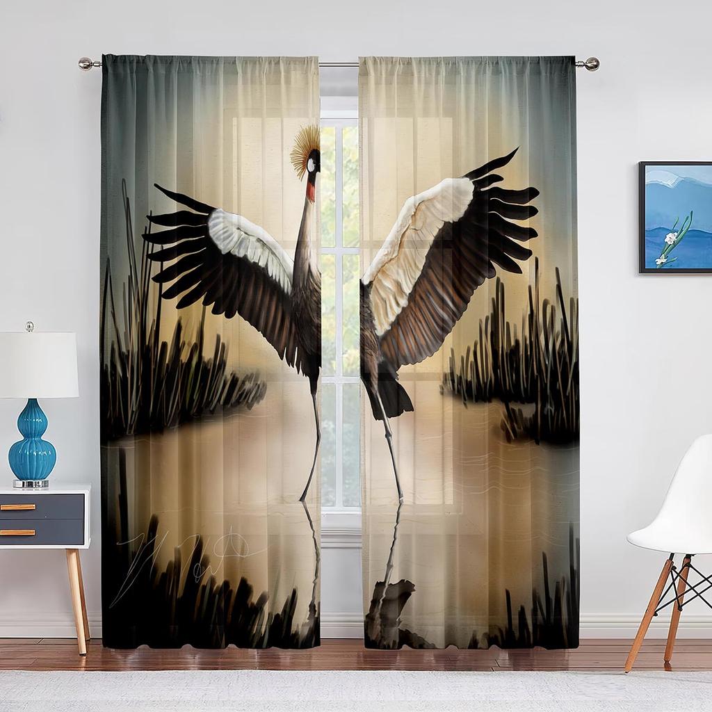 Тюлевая занавеска с красной короной, летающее красное солнце, для гостиной, спальни, декор, прозрачные шторы для комнаты, кухни, обработка окна