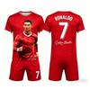 Summer New Fashion Ronaldo #7 Football Jersey Sports Training Match Short Sleeves T-shirt and Shorts Set Loose Family Kids Tees
