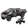1/24 Tesla Cybertruck Пикап с Мотоциклом Сплав Модель Автомобиля Литая Игрушечная Машинка Звук и Свет Имитация Модели Автомобилей Игрушки Подарок