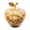Golden Apple Figurine with Gold Leaf, Mother's Day Gift, Auspicious Charm, Feng Shui, Happiness, Good Luck, New Year's Gift, Medium Size, with Box