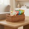 Rattan Wicker Storage Basket Rectangular Snack Toy Storage Basket  Living Room