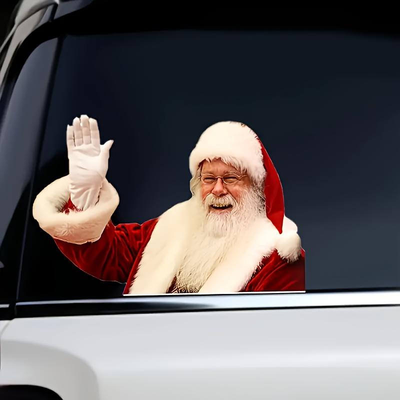 Водонепроницаемая Реалистичная Наклейка Санта-Клауса Рождественская Наклейка на Стекло Автомобиля Украшение Поездка с Сантой Смешное Рождественское Окно