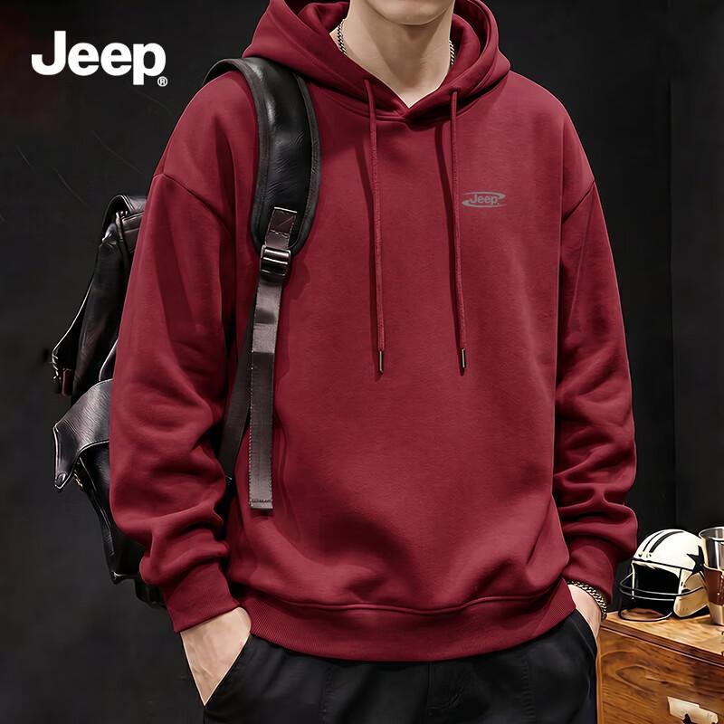 Jeep Мужская толстовка с капюшоном, тяжелая, свободного кроя