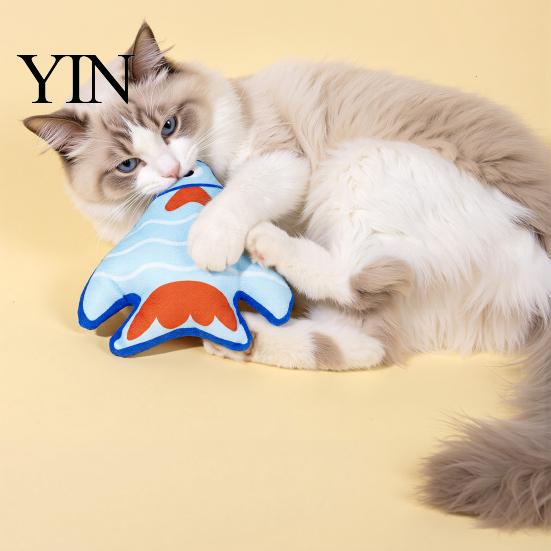 Bite Resistant Cat Plush Catnip Fish Toy, Interactive Stuffed Toy with Crinkle Chew Kick Toys for Cats Sound, Soft Kicker Indoor Cats, Kittens Anxiety