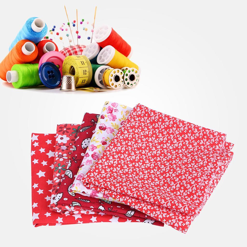 5 шт./компл. DIY Handcraft Хлопковая Ткань для Рукоделия Мягкая Швейная Лоскутная Ткань С Набивным Рисунком Набор 50x50 см Красный