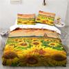 Набор постельного белья с 3D-принтом подсолнухов, трехпредметный комплект с цветочным узором, украшение для гостиной, спальни, дома, наволочка, пододеяльник, подарок