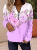 Женский пуловер, толстовка на молнии, толстовки с цветочным графическим принтом, модный повседневный лонгслив