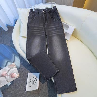 Весенние широкие джинсы-клеш, длинные брюки, женские эластичные свободные базовые брюки, джинсы с высокой посадкой, А