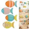4 Pcs Wood Fish Nautical Beach Wall Decor Coastal Ocean Theme Wooden Fish Wall Art Rustic Lake House Wall Sculpture for Living Room Bedroom Bathroom