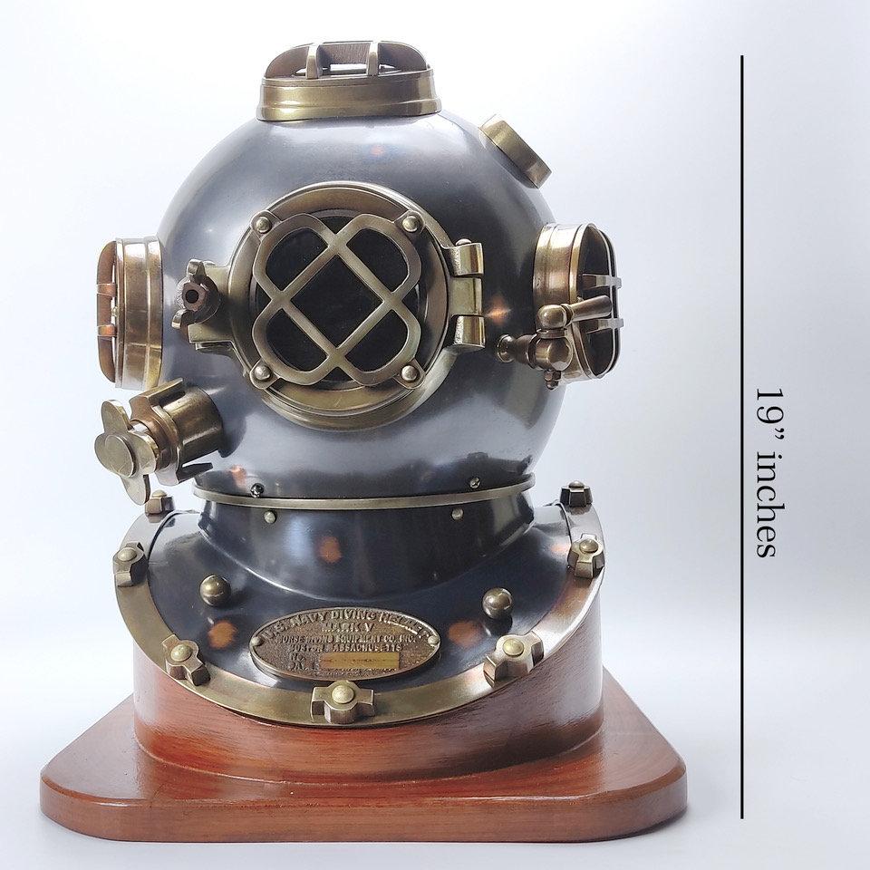 Водолазный шлем, знак ВМС США, морской водолазный шлем, подводный шлем с аквалангом, водолазный шлем коммандос, водолазный шлем Mark V, старинный водолазный шлем..