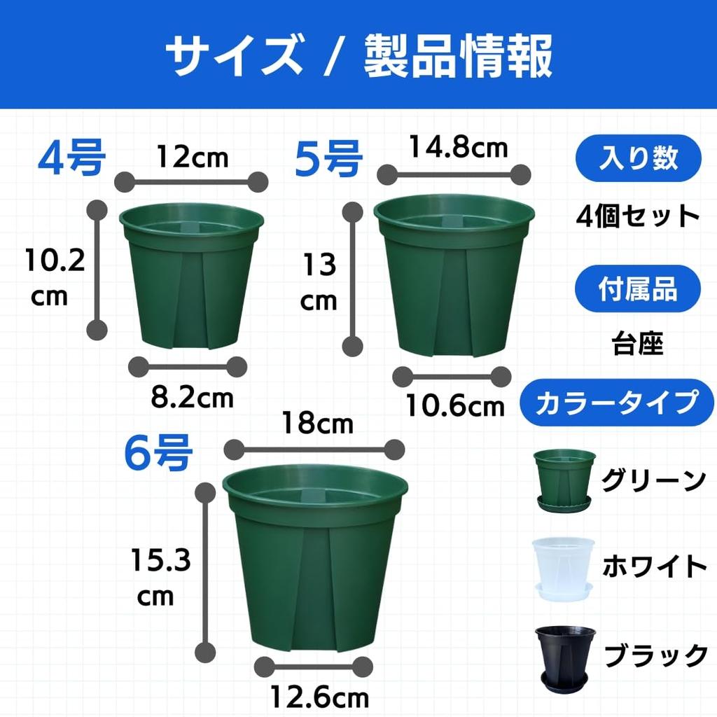 Ateena Flower Pots Plastic Slit Pots Transparent Pots Houseplant Pots 4 5 with Bottom Plates Set of 4 B No. No. (Clear, No. 6)