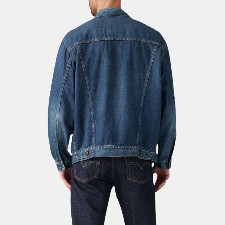 Куртка мужская Levis с заостренным воротником, свободного кроя, однобортная, с длинными рукавами, синяя A5782-0021
