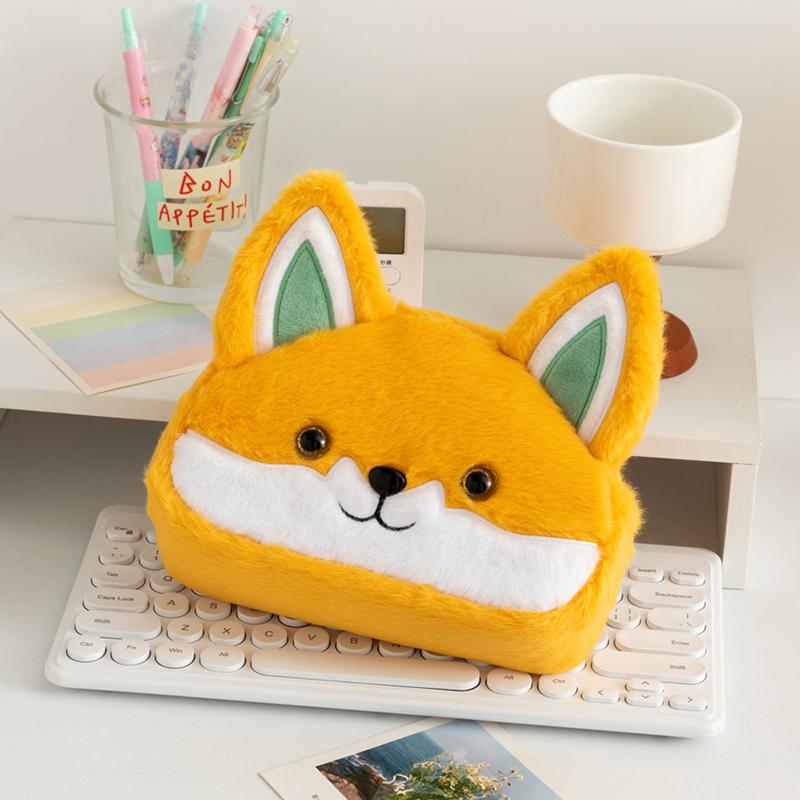 Большая вместимость Креативный пенал Fox мультфильм милый плюшевый канцелярский студенческий многофункциональный мешок для хранения забавный пенал