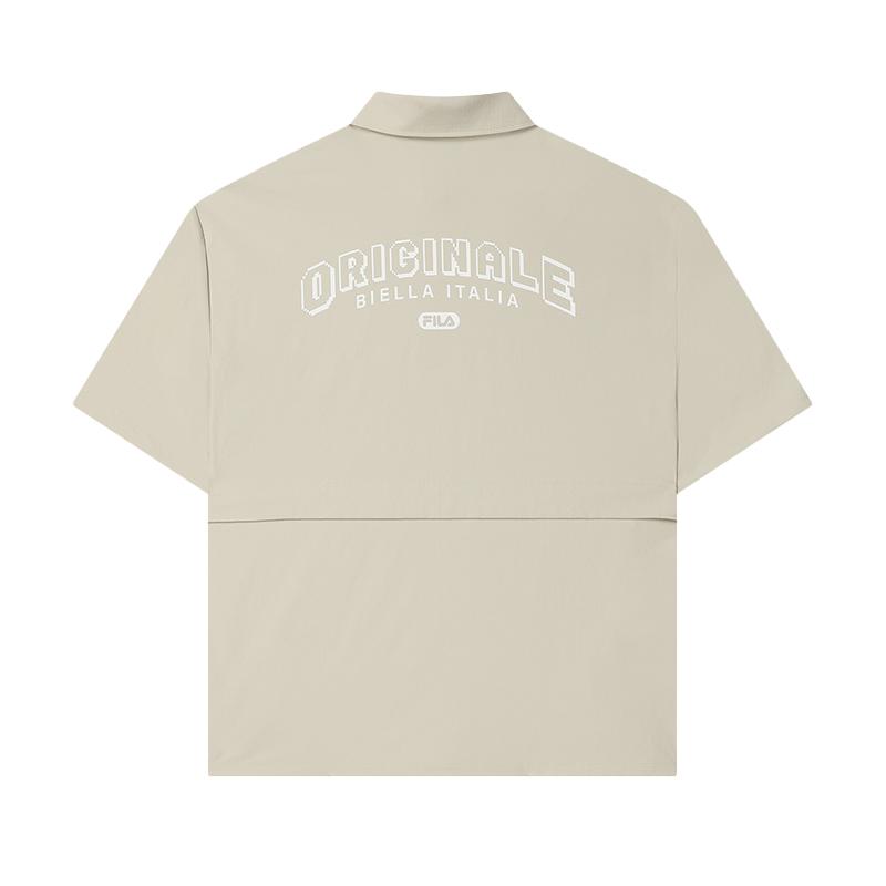 Fila Оригинальная Повседневная Мода Свободная Дышащая Тканая Рубашка Поло Мужские рубашки Кактус-Серый Розовый F11M429402FLP