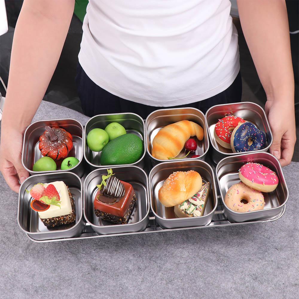 Stainless Steel Food Preparation Box 6/8 Grid Dessert Ingredient Box Seasoning Storage Box Hot Pot