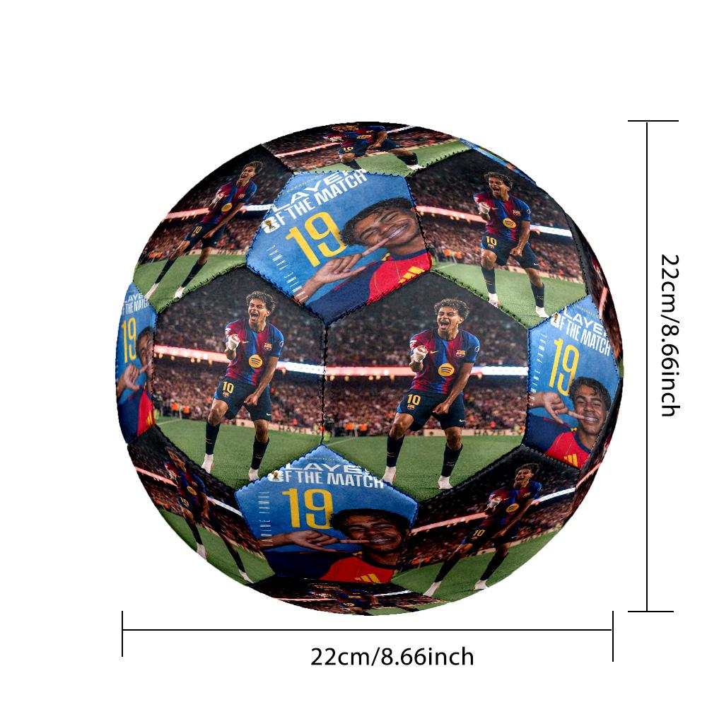 Lamine Yamal's Barcelona Celebration Moment Size 5 Football Machine-Stitched Indoor/Outdoor Training and Matches Ideal for Soccer Enthusiasts