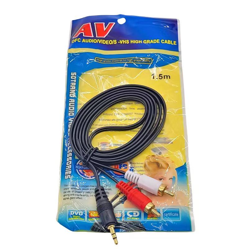 Аудиокабель 3,5 мм на двойной RCA: Подключает компьютерные колонки с выходами 2RCA