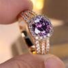 1 шт. Золотое цветное круглое ограненное фиолетовое кольцо с камнем обручальное кольцо ювелирные изделия на День святого Валентина
