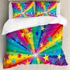 Rainbow Duvet Cover Set,Colorful Abstract Geometric Pattern with Triangle Polygon and Other Shapes Rainbow Bedding Set King Size