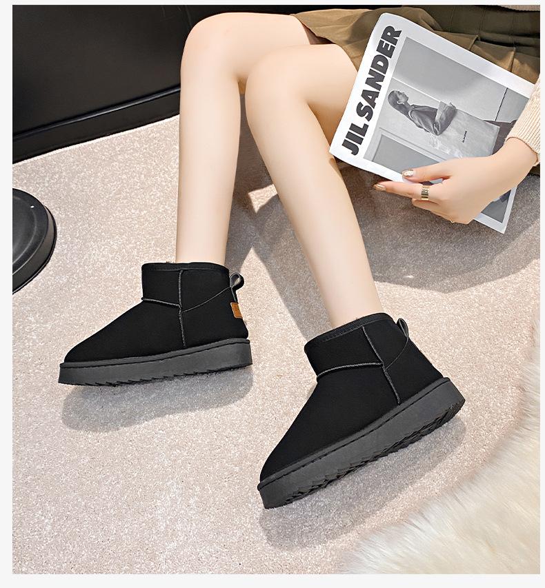 Женские зимние ботинки большого размера на толстой подошве 2024 года, новые утолщенные ботинки с ворсом, теплая хлопковая обувь