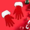 Yousheng 1 Pair Winter Christmas Gloves Thick Plush Trim Anti-slip Elastic Keep Warm Windproof Santa Claus Cosplay Performance Prop