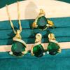 Micro Inlaid Jewelry Anti Allergic Zircon Necklace Earring Ring Gold Jewelry Set