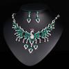 Элегантное зеленое ожерелье со стразами, комплект серег в форме павлина, свадебное ожерелье, висячие серьги, комплект, подарок