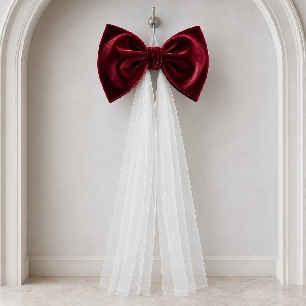 Mesh Tulle Christmas Tree Topper Bow Ornaments Christmas Wreaths Bow Party