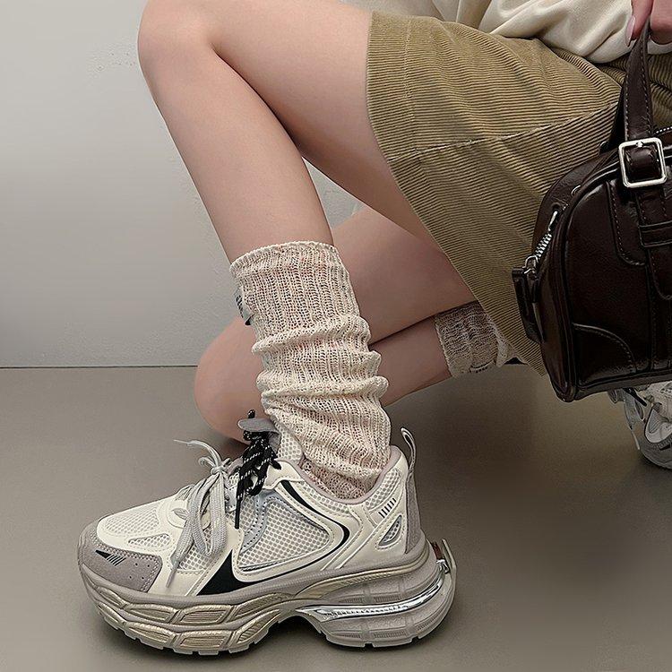 Женские кроссовки «папины кроссовки» 2024 весна новые из натуральной мягкой кожи на толстой подошве с круглым носком повседневные универсальные кроссовки на шнуровке