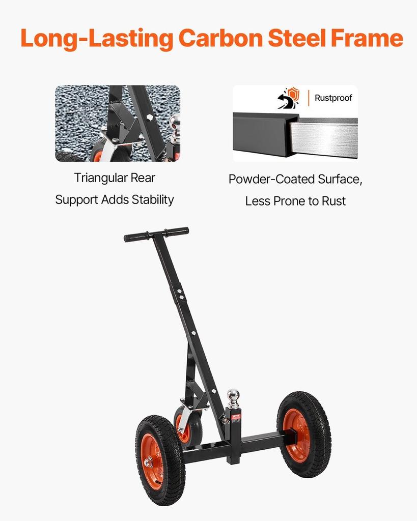 1000lbs Trailer Dolly 16.7 and 22 in Adjustable Height 2 in Ball 14 in Tires